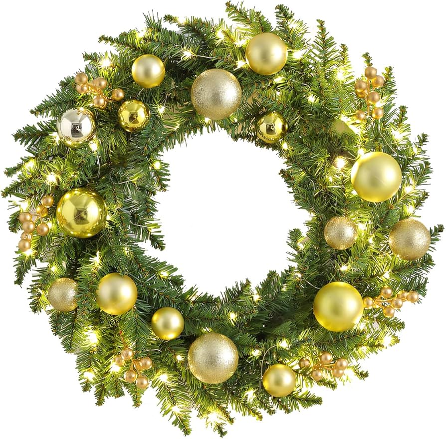 Amazon.com: Lighted Christmas Wreath, 16 Inch Pre-lit Xmas Wreath